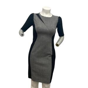 Elie Tahari Axel Combo Black Gray Sheath Dress Short Sleeve Workwear Classic 10